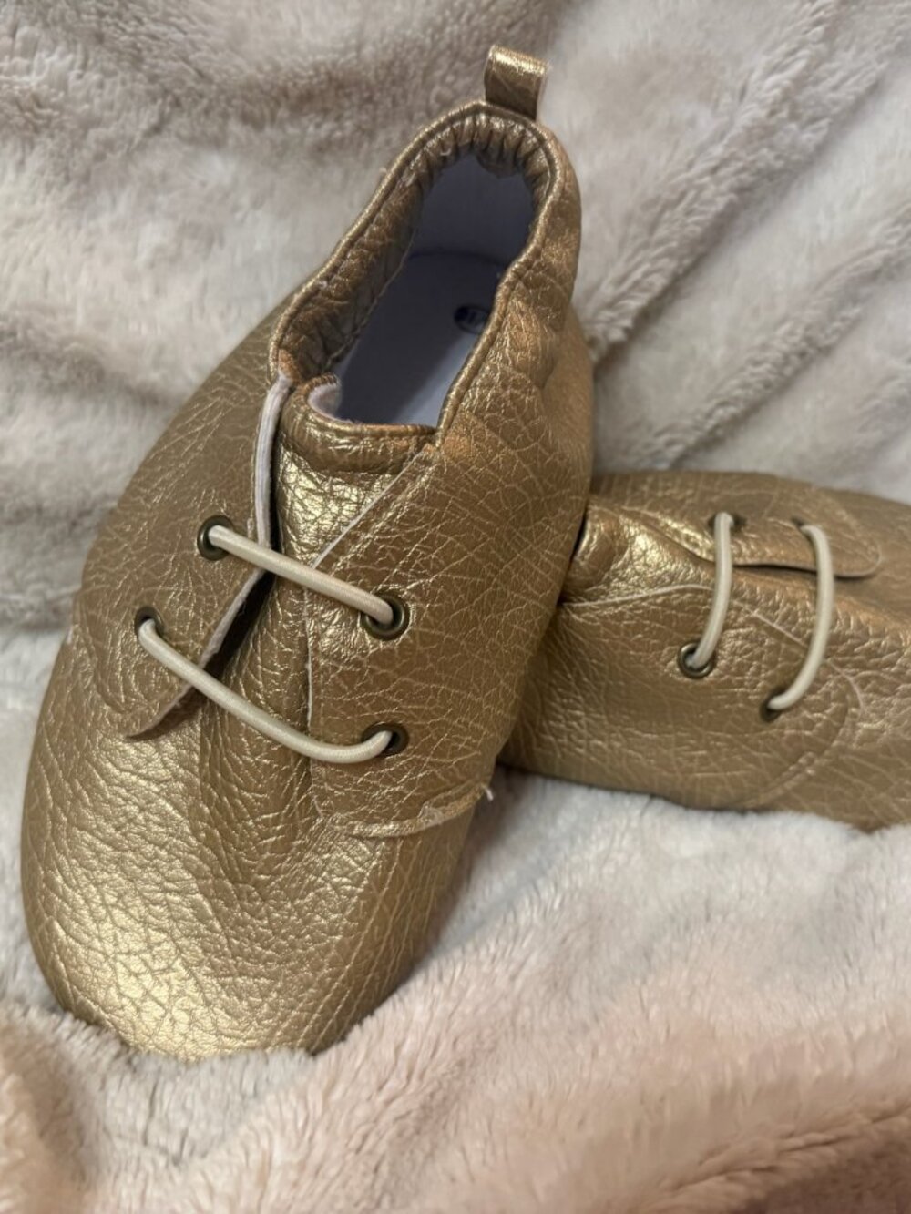 Sweet N Swag Soft Sole Baby Shoes, Gold Shimmer, Size 9–10